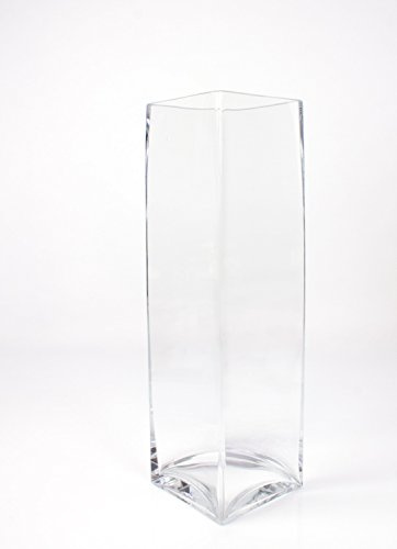 INNA-Glas Kastenvase - Säulenvase Jack aus Glas, klar, 14x14x49cm - Bodenvase - Blumenvase