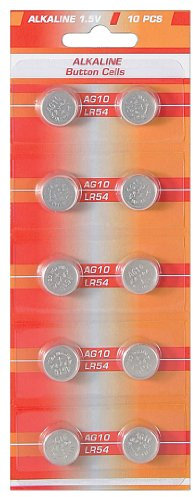 Wentronic Batterie Knopfzelle Alkali Mangan (AG10, LR54, LR1130, 189 RW89, V10GA) 10 Stück