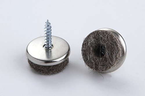 16 Stück Filzgleiter Stuhlbeingleiter Stuhlgleiter Möbelgleiter Bodenschutz mit Stift zum Schrauben Metall/Filz vernickelt Durchmesser 20 mm für glatte Böden