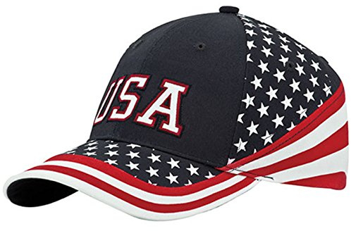MG Washed Cotton Twill Stars & Stripes USA Ball Cap Hat USA Flag Cap