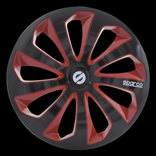 SPARCO SPC1373BKRD Enjoliveur Sicilia, Noir/Rouge, Set de 4, 13