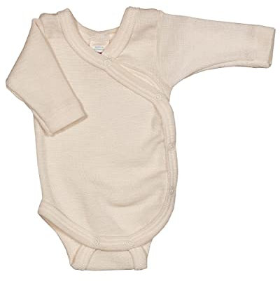 Frühchen Wickelbody langarm, Wolle Seide, Engel Natur, Gr. 44