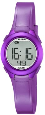 Calypso Damenuhr Digital - Kautschuk Lila - 10 ATM - Datum Kalender Chronograph Doppelzeit Licht Alarm 12/24h - K5677/2