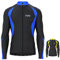 FDX Men’s Thermal Cycling Jersey, Water Resistant, Lightweight, Super Roubaix Fabric, Windproof Winter Cycle Top, Full Zipper, Long Sleeve Bicycle Riding Shirt, Running, Bike (Black/Blue, X-Large)