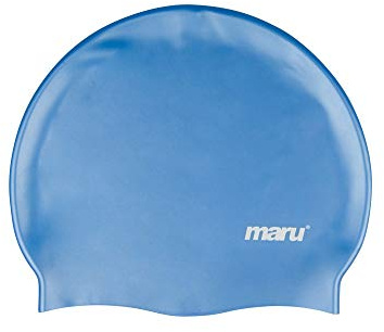 Maru Silicone Swim Cap (Blue) – Smooth, Easy-Fit Silicone Swimming Cap for Adults & Kids (One Size Fits All) – Durable Swimming Hat for Speed, Comfort & Chlorine Protection