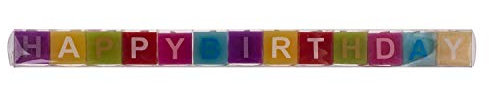 Out of the Blue 181003 - Farbige Kerzenblöcke mit Schrift, Schriftzug Happy Birthday, jeder Würfel ist ca. 3 x 3 x 3 cm