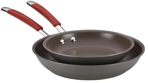 Rachael Ray 87633 Cucina Hard Anodized Nonstick Frying Pan Set / Fry Pan Set / Hard Anodized Skillet Set - 9.25 Inch and 11.5 Inch, Gray
