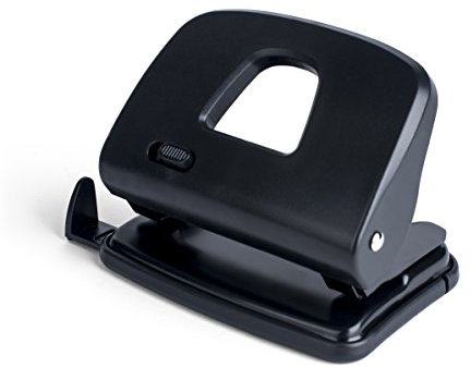 Pavo - Premium Bürolocher mit Anschlagschiene für 20 Blatt, schwarz, 8053148