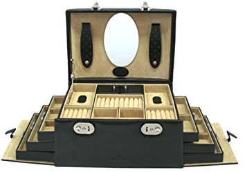 Windrose 8036838 Damen Schmuckkästchen Schmuckkoffer Merino Schwarz