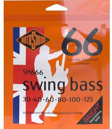 Rotosound SM666 Stainless Steel Hybrid Gauge Roundwound Bass Strings (30 40 60 80 100 125)