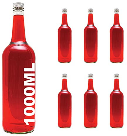 SLK 6 x 1000ml Botella de Vidrio Vació, Botella para Jugo, Licores, Agua, etc. 1L 100cl - Altura 32cm GmbH