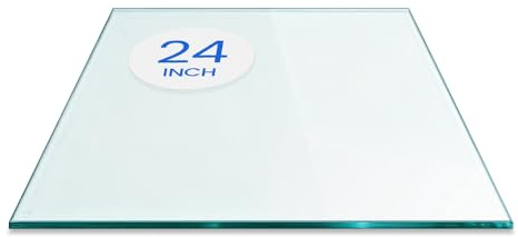Dulles Glass 24 inch Square Glass Table Top - Tempered - 1/4 Thick Glass Surface, Safe Flat Polished, Eased Corners, Multipurpose for Dining Table, Patio, Coffee and End Table