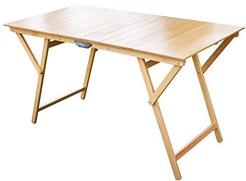 TAVOLO LAURA PIEGHEVOLE STRISCE IN LEGNO DI FAGGIO 70X140 CM NATURALE FRASM 610084