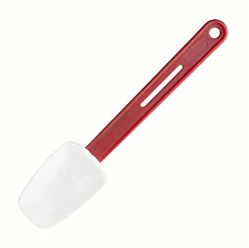 Vogue Heat Resistant Spoonula in Red - Plastic - Non Abrasive and Stain Resistant - Dishwasher Safe - 255 mm / 10