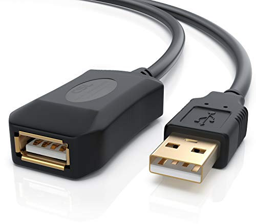 CSL - 5m USB 2.0 Repeaterkabel Verlängerungskabel Extension Cable aktiv mit Signalverstärkung - Signalverstärker Repeater - erweiterbar - vergoldete Kontakte - schwarz