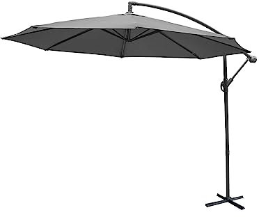 sweeek Alice's Garden - Parasol déporté Ø300cm - Hardelot - Coloris Gris. structure anthracite. manivelle anti-retour.