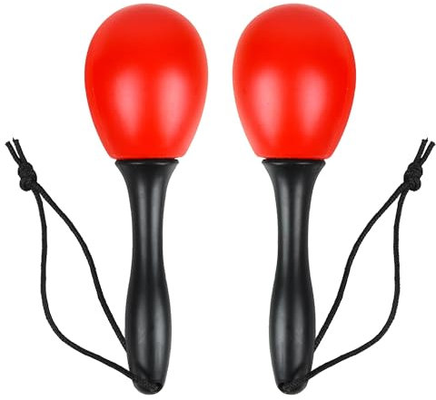 A-Star kleines Eier-Maraca-Paar aus Kunststoff – 12 cm Shaker-Rassel, Percussion-Rhythmusinstrument – Rot