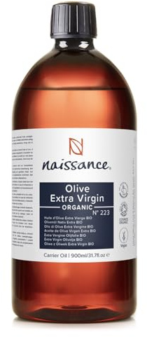 Naissance Huile Végétale D'Olive Vierge Extra Certifiée BIO (No. 223) - 900ml - Pure, Naturelle, Vegan - Pour Le Soin De La Peau, Cheveux, Massage