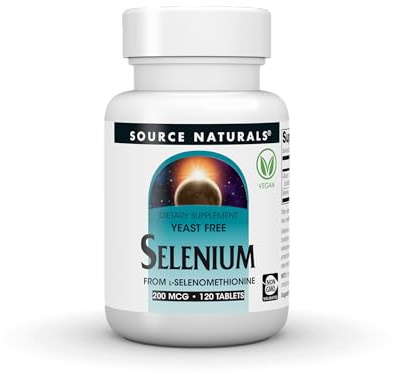 Source Naturals Yeast Free Selenium, from l-Selenomethionine, Non-GMO Validated, 200 mcg - 120 Vegan Tablets