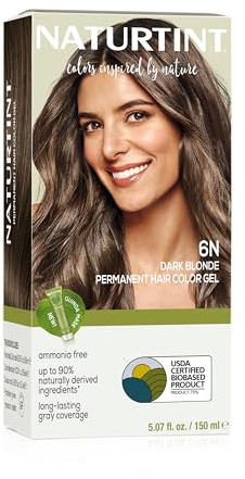 Naturtint 6N Dark Blonde Permanent Hair Color (Pack of 1), Ammonia Free, Vegan, Cruelty Free, up to 100% Gray Coverage, Long Lasting Results (Packaging may vary)