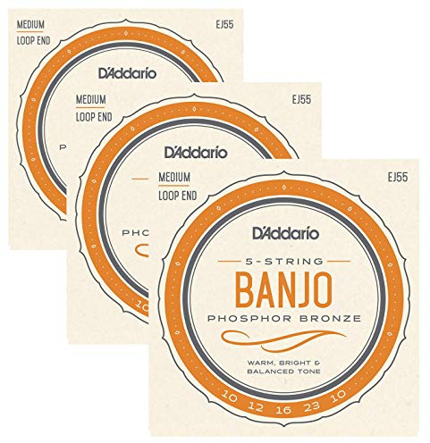 D'Addario Banjo Strings | 3 Sets | EJ55 (formerly J55) | Phosphor Bronze | Me...