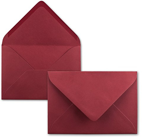 FarbenFroh Sobres de color rojo oscuro, 100 unidades, DIN C5, 22,0 x 15,4 cm, adhesivo húmedo, sin ventana, tarjetas de Navidad, felicitaciones