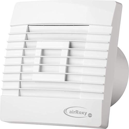 Badventilator Badlüfter mit Jalousie/Lamellen Lüfter Ventilator weiß Front Ø 120 mm 12 cm PrestigeS Wandlüfter Ventilator Einbaulüfter Bad Küche Standart