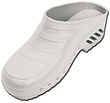 Gima - Zoccoli Professionali, Anatomici, Unisex, Antiscivolo, Antistatici, Tomaia Non Forata, Suola Forata, Colore Bianco, Misura 40 EU, 1 Paio