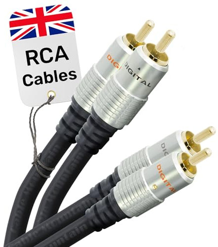 CableMountain 2 RCA to 2 RCA Cable 10m - Gold Plated Male-to-Male Phono to Phono Cable | RCA Audio Cable for Amplifier, Turntable, TV, Home Theater, Speakers and HiFi Systems