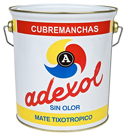 Rayt 031-22 Adexol: Pintura cubremanchas. Color blanco mate. Secado rápido. Sin olor. Cubre manchas de grasa, agua, hollín, óxido, nicotina, etc. 4l
