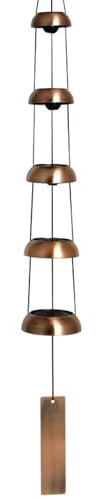 Woodstock Chimes Signature Collection, Woodstock Temple Bells, Quintet (32'') Copper, Wind Bells for Outdoor, Patio, Home or Garden Décor (TB5C)