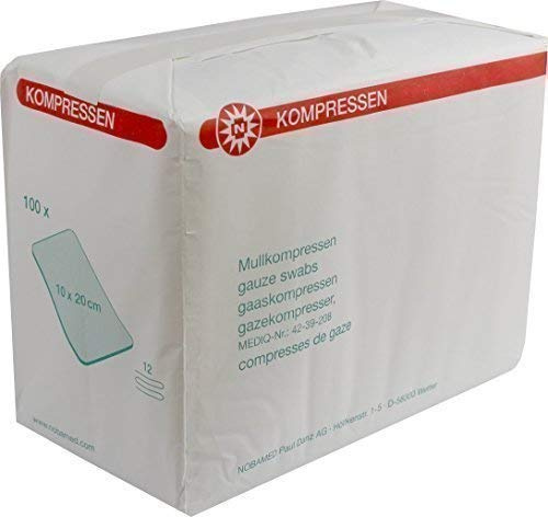 Noba Verbandmittel Kompressen, 10 x 100 Stück, 12 x verschiedene Größen, 10 x 20 cm, 1000 Stück