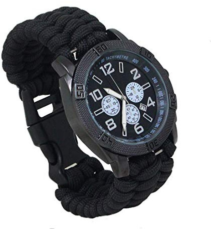 Mil-Tec Unisex – Erwachsene Paracord Uhr, Schwarz, L