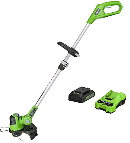 Greenworks Desbrozadora/bordeadora inalámbrica de 24 V y 12 Pulgadas, batería de 2.0 Ah y Cargador incluidos