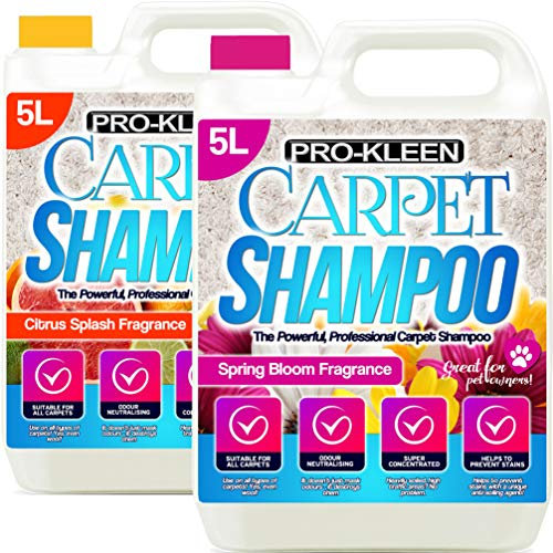 Pro-Kleen Professional Carpet & Upholstery Shampoo 10L - Citrus & Spring Bloom Fragrance - High Concentrate Cleaning Solution - Suitable For All Machines