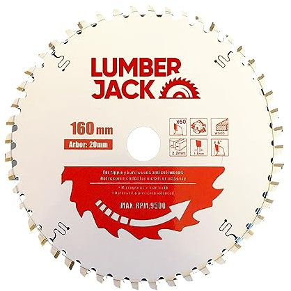 LUMBER JACK 160mm x 20mm x 2.2mm 60 Tooth Circular Saw Blade Fits Festool Plunge saw Track TS55 TSC55, Tungsten Carbide Tipped