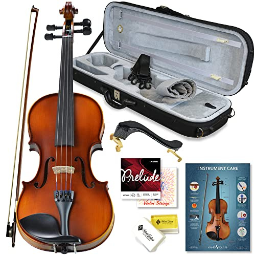 Bunnel Pupil Violin Outfit 4/4 Full Size By Kennedy Violins - Carrying Case and Accessories Included - Solid Maple Wood and Ebony Fittings