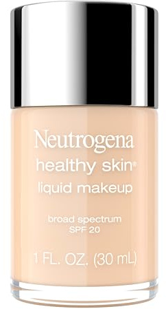 Neutrogena Healthy Skin Liquid Foundation Makeup with Broad Spectrum SPF 20 Sunscreen, Lightweight, Medium Coverage Makeup with Sunscreen and Pro-Vitamin B5, Nude 40, 1 fl. oz