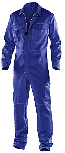 KÜBLER ORGANIQ Arbeitsoverall blau, Größe 44, Herren-Arbeitsoverall aus Baumwolle, Arbeitsoverall mit Knieschutztaschen nach EN 14404, bequeme Arbeitsoverall von KÜBLER Workwear