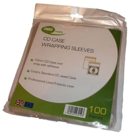 100 - Standard CD Case Wraps - Self Adhesive Cellophane Sleeves