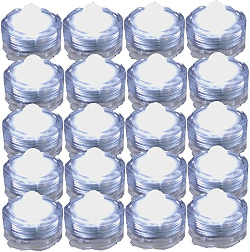 JYtrend Bright LED Floral Tea Light Submersible Lights for Party Wedding (White, 20 Pack)