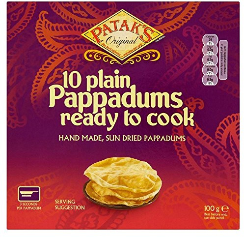 Patak's Plain Ready to Cook Pappadums (10 per Pack - 100g) - Pack of 2