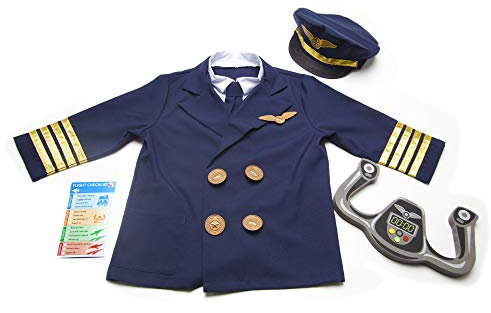 Melissa & Doug Pilot Rollenspiel-Set | Pilotenkostüm mit Pilotenmütze | Rollenspiel | Halloween-Kostüm | 3+ | Geschenk für Jungen oder Mädchen