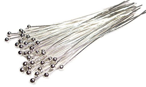 Geralin Gioielli 50 Silber Kettelstifte Nietstifte Kopfstifte Prismenstifte mit Kugel 50x0.5mm