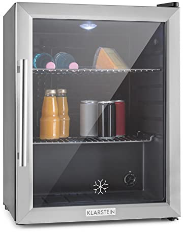 KLARSTEIN Mini Frigo de Chambre et Bureau pour Boisson, Petit Frigo Silencieux, Refrigerateur Mini Bar 60L, Petit Réfrigérateur Camping, Étagères Réglables pour le Vin, Cannette, Beer Fridge