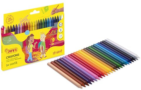 Jovi Plasticolor Wax Crayons, from 3 Years, Odourless, Easy to Wash, Shatterproof, Erasable, 24 Colours in a Box