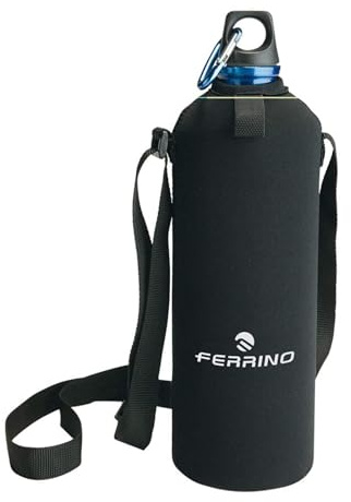 Ferrino Neo Drink, Borraccia con Rivestimento in Neoprene Rosso, 1 Litro