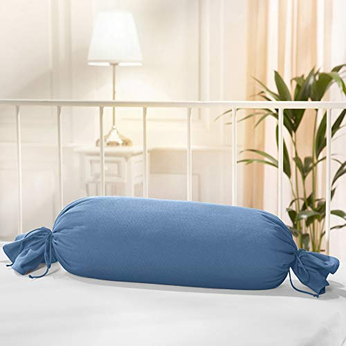 Erwin Müller Nackenrollenbezug Memmingen Interlock-Jersey blau Größe 40x15 cm Ø - formstabil, faltenfrei, anschmiegsam, mit Bindeband