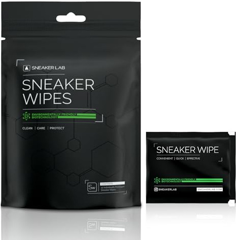 Sneaker LAB Shoe Cleaner Wipes - Safe To Use On Leather, Canvas, Mesh & Various Knits - 12 Individual Wipes Per Box, Black, One size (SWZ-012)