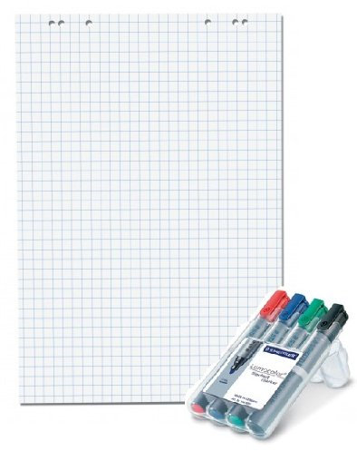 Flipchart Flip Chart Blöcke Papier 5er Profi Pack + 4 Staedtler Flipchartmarker - 5 x 20 Blatt im Karton - Conipa Markenpapier Gratis: Staedtler 356 WP4 4er Flipchartmarker Set in praktischer stabiler Box